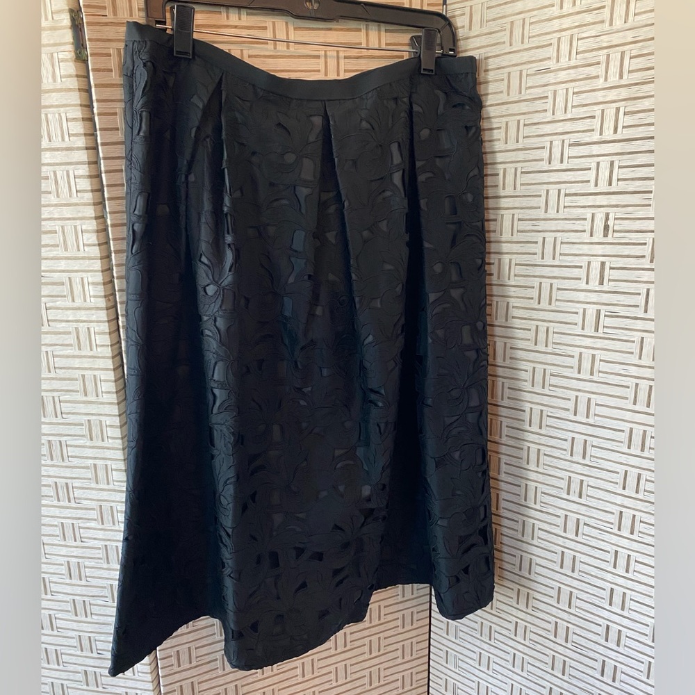 Talbots Textured Black A-Line Skirt